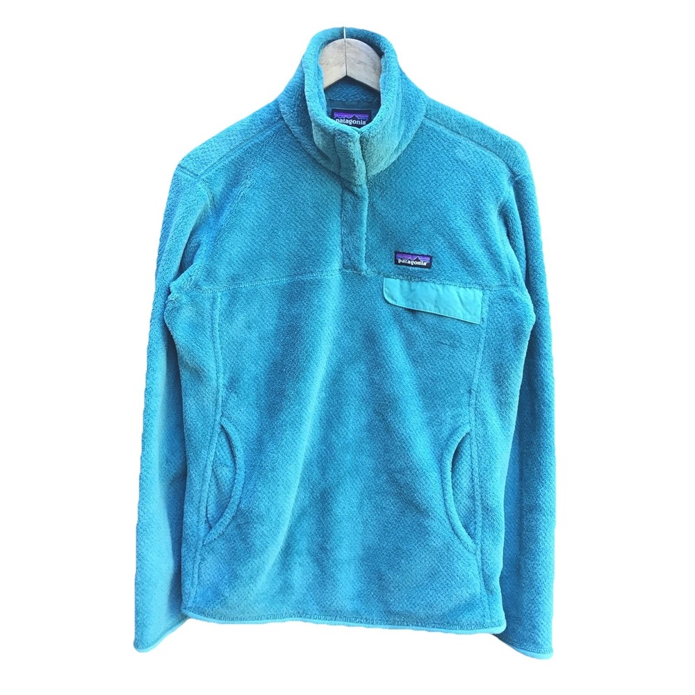 Patagonia Re-Tool Snap-T Fleece Pullover Women's Large Turquoise Blue Polartec